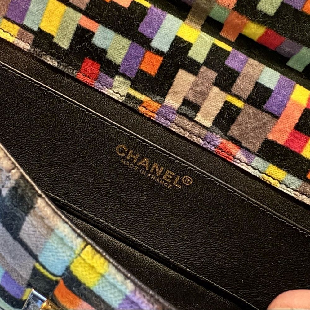 CHANEL Multicolor Mademoiselle Velvet Shoulder Bag, Patent Trim & CC Turn-Lock - Picture 6 of 16
